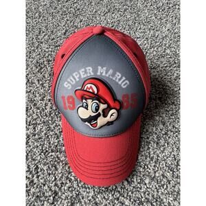 Super Mario kids boys hat cap one size SnapBack red gray foam adjustable 1985